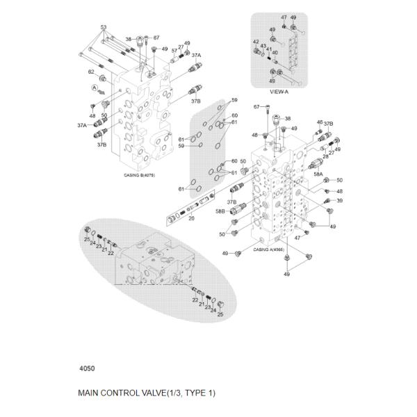 31QA-19110 Hyundai R375-7-9 385-7-9 R455-7-9 Control Valve Korean Excavator Parts