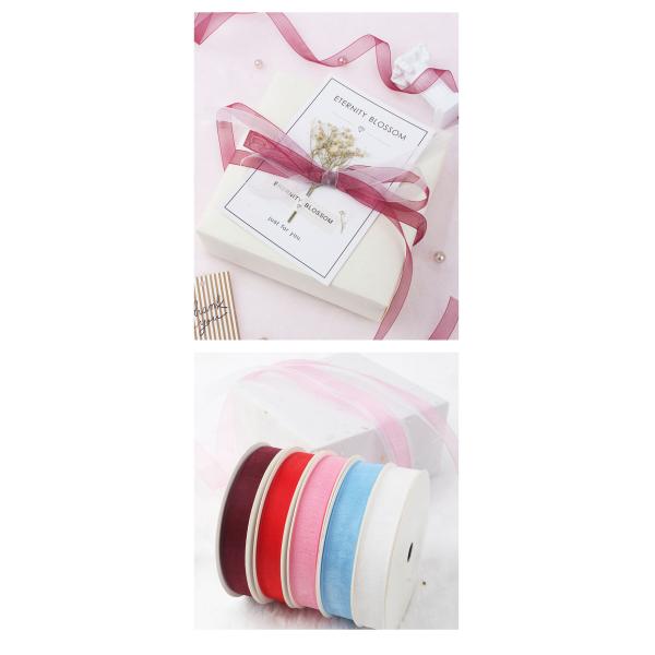 Factory Stocked Sales 3-75mm Sizes Solid Color Sheer Organza Ribbon