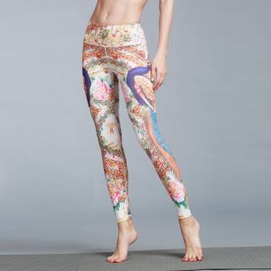 Quality CPG Global Women's Fitness Legging Sport Running Stretched Cropped Pants Yoga Watercolor Print High Quality HK47 for sale