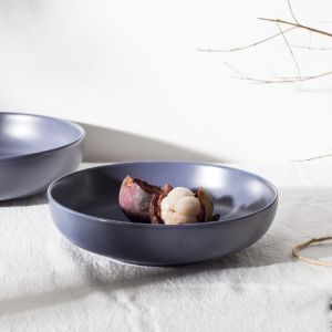 Round Plain Purple Modern Porcelain Dinnerware Sets 1280C Fired