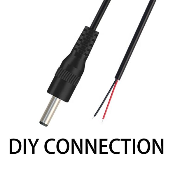 DC Barrel Jack Male 3.5x1.35mm to Stripped Tinned Wire Pigtail Bare End Cable