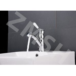 Electroplate Hot Cold Pull Out Sink Faucet Kitchen Tap
