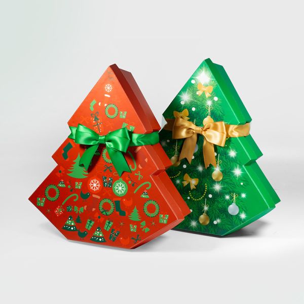 Christmas Tree Shape Rigid Packaging Box OEM And ODM One-stop Service Lid And Base Box Custom Printed Rigid Packaging Box Options