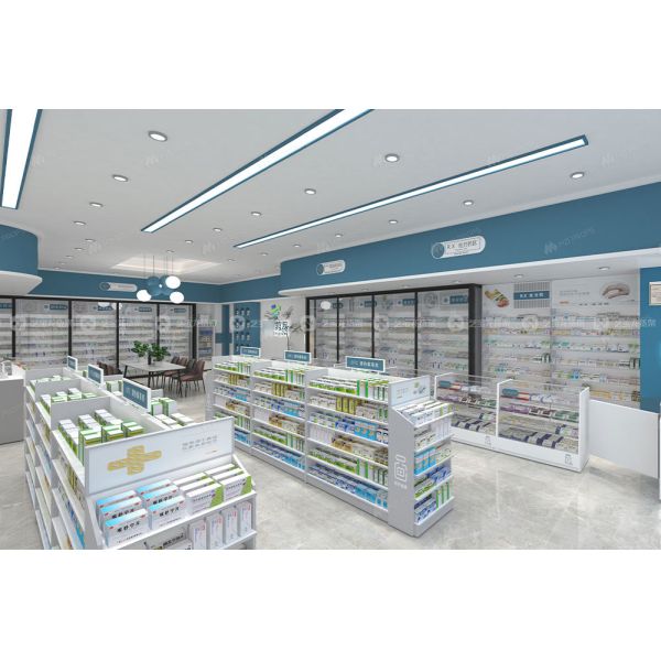 03-GJZYS007 Multi-functional led lighted pharmacy shelf display pharmacy for Drugstore Store Interior Design