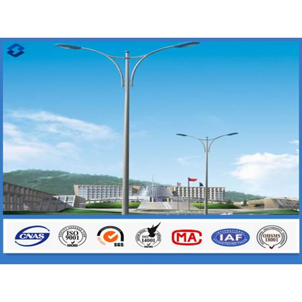 Buy ASTM A36 double arm street light pole , Hot dip galvanized commercial outdoor light poles at wholesale prices