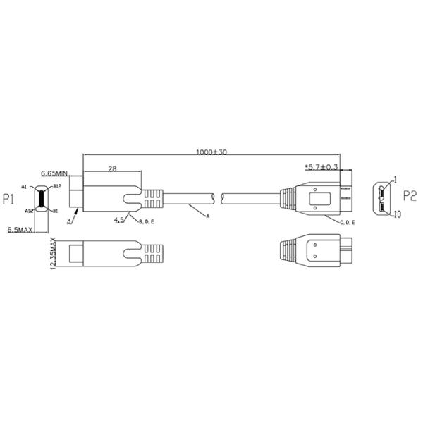 Length 2m RJ45 Extension Cable USB Type C Cable Male To Male