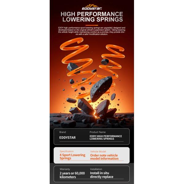 Performance-oriented Sport Lowering Springs for Mercedes Benz C180 C200 C260 C300 C180L 2014-2018 Models with -30mm Lower Stance