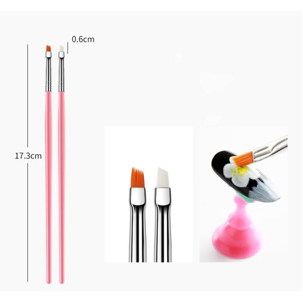 Plastic Handle Pink Nail Beauty Brush 15 pcs Painting Art Brush for Promotion 50g Size
