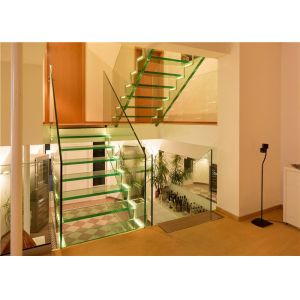 Indoor Straight Flight Staircase Double Stringer Led Panel Staircase