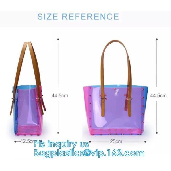 PVC Shopping Bag Security Work Tote Shoulder Bag Womens Handbag, pvc transparent women summer handbag, tote shopper bags