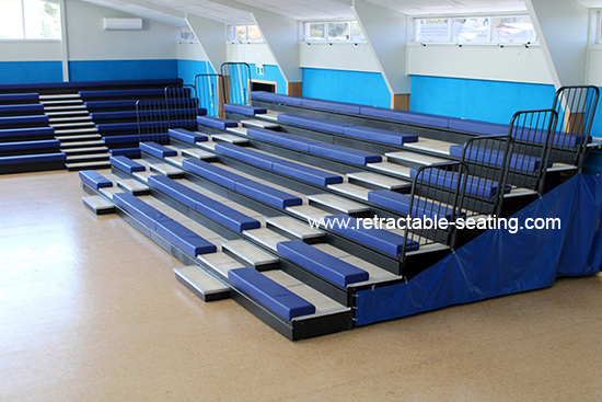 Multi Purpose Retractable Grandstands With Leather Upholstery Bench