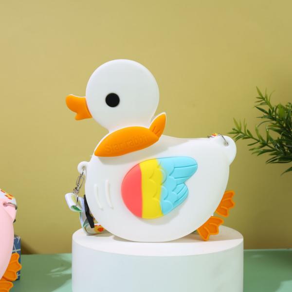 Cartoon Small Crossbody Bag For Teen Girls Silicone Bunny Duck Purse Handbag Kids Waterproof Shoulder Bag Makeup Bag