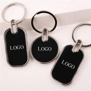 Customized Plain Metal Keyrings Silver Engravable Key Chains Embossed