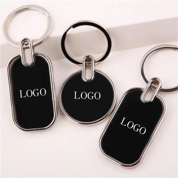 Buy Customized Plain Metal Keyrings Silver Engravable Key Chains Embossed at wholesale prices