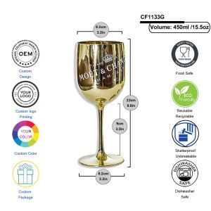 14oz Transparent Reusable Plastic Wine Glasses For Beach