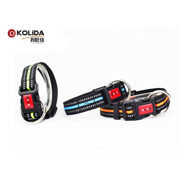Nylon Reflective Dog Collar 4 Size, Adjustable with Green Blue Orange Colors