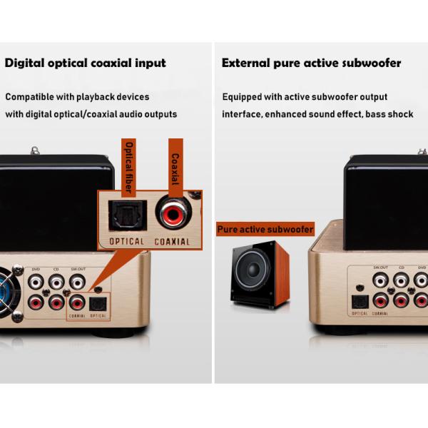 2.0 Channel Bluetooth Audio Amplifier , Vacuum Tube Amplifier Gold Color