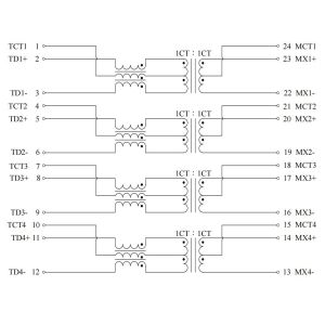 L22T001-4 Single Port 2.5G Base - T Telecom Transformer Modules PoE 90W
