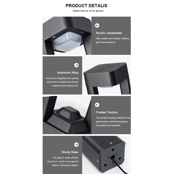 IP54 110-265V Matte Black Integrated LED Lawn Lights For Courtyard 2 Years Warranty