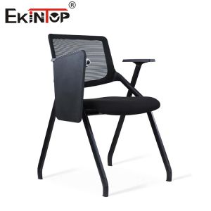 Foldable Training Room Chair With Armrests And Metal Legs