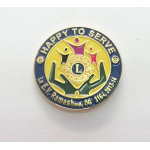 Brass stamped with soft enamel , sprot pin , club pin badges , size 25 mm dia ,