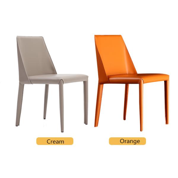 Black Minimalist Dining Chair Saddle Brown Leather Dining Chairs 50cm Seat Height