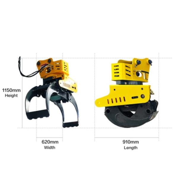 10 Ton Excavator Accessory Hydraulic Wood Cutter Machines With Tilting Grapple