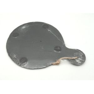 Professional Slate Cheese Board Paddle Shape Rough Rim With Handles