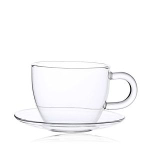 High Quality Clear Transparent Coffee Set Coffee Mug Plate Set