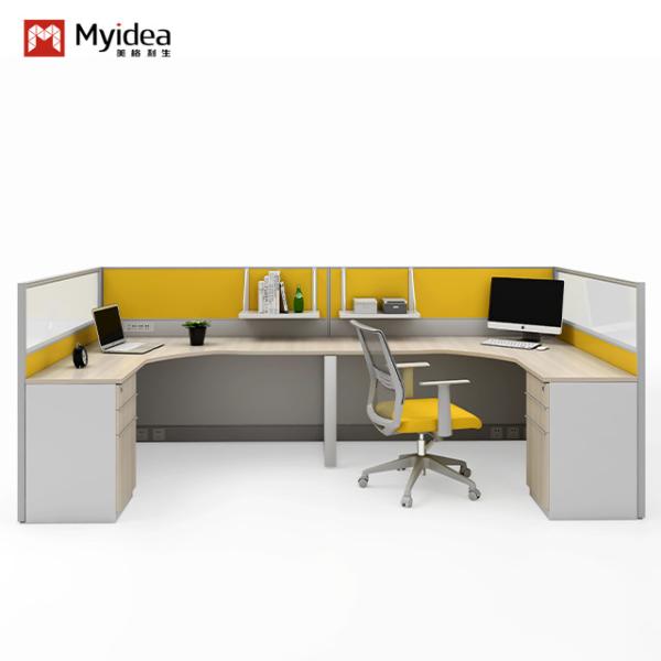 Buy L-Shaped Staff Working Position With White And Red Color Matching Screen For Strong Privacy at wholesale prices