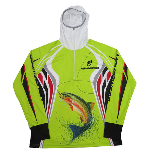 Hooded Uv Fishing Shirts / Fishing Team Jerseys Flat Bottom Waterproof