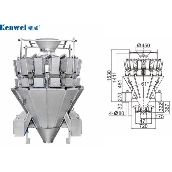 Buy 14 Head Pasta Multihead Weigher Machine With 7" Touch Screen at wholesale prices