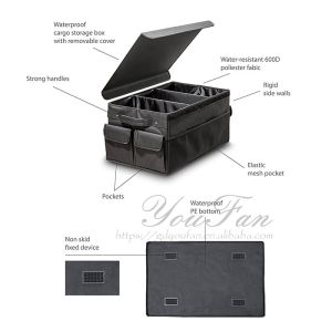 Foldable Car Trunk Organizer with Cover Trunk Storage