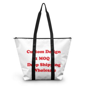 Fashion Casual Street Reusable Environmental Handbag Zipper Tote Bag, Kraft