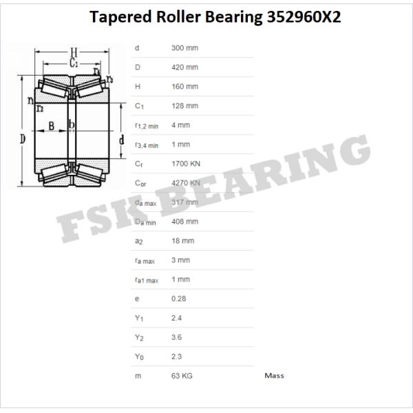 Double Direction Load Tapered Roller Bearings Tow Row 352960X2 For Rolling Mills