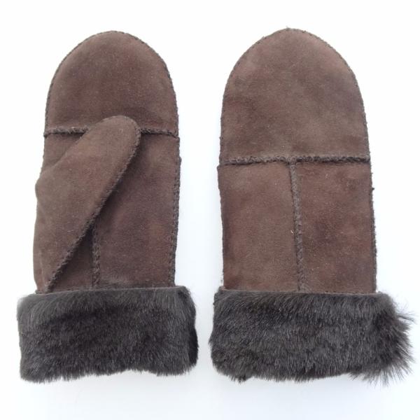 Double Face Lamb Fur Leather Mittens Women'S Gloves Dobby Style Soft Feeling