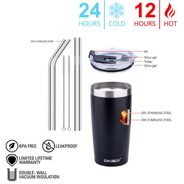 600ML 2022 Custom stainless steel cup Stainless Steel vacuum flask with straws and lid
