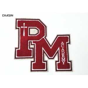 China Two Letter Monogram Chenille Embroidery Patches Sewing Embroidered on sale