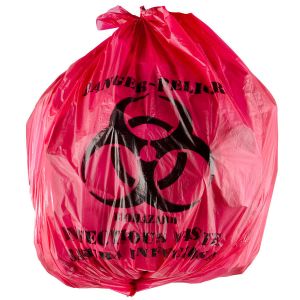 Quality 45L Isolation Infectious Recyclable Garbage Bags Red Color 24&quot; X 24&quot; High Density for sale