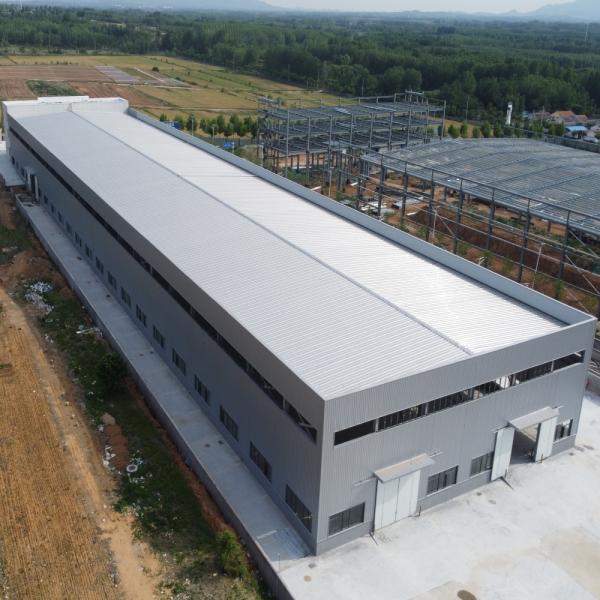 Buy Prefab Steel Structure Warehouse with Glass Wool Sandwich Panels at wholesale prices