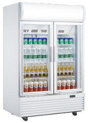 Vertical Double Door Beverage Cooler Refrigerator 430L Capacity Fashionable