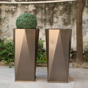 Patio Balcony Metal Flower Planter Octangle Galvanised Plant Pots