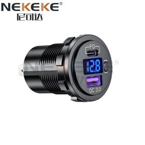 Waterproof QC3.0 Type C Power Socket Dual USB Car Charger Socket with ON OFF