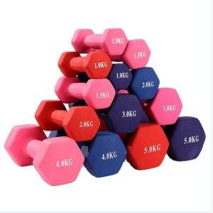 Colored Neoprene Steel Hex Coated Dumbbell Barbell Sets