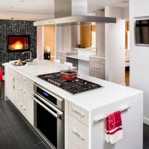 Wood Grain Melamine Finish Kitchen Cabinets With Pantry L Shape