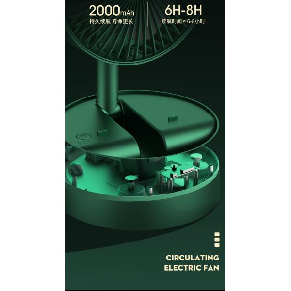 USB Rechargeable Foldable Desktop Table Fan with 3 Adjust Speed Multifunctional Design