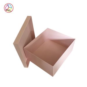 Customized Pink Two Pieces Hard Cardboard Gift Boxes Matte Lamination