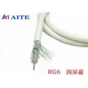 China Rg6u Quad Shield 75 Ohm Coaxial Cable Double AL Braid CATV Cable 120dB on sale