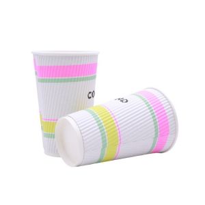 Ripple Wall Paper Coffee Cup ISO9001 Reusable For Hot Drink