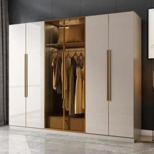 YALIG Bedroom Furniture Modern Wooden Wardrobe with Glass Door in 2D / 3D